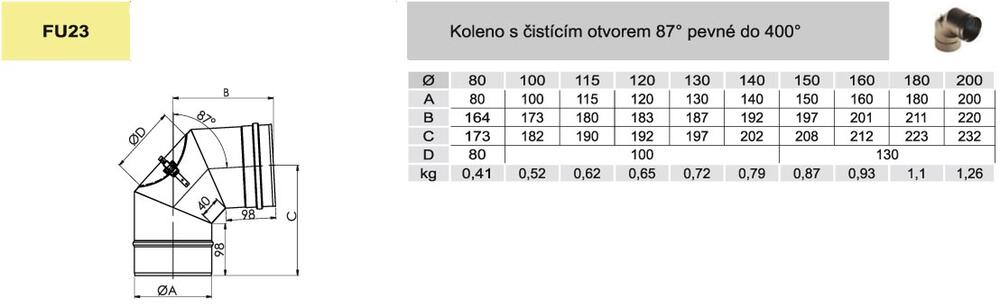 Koleno pevné 90° s kontrolním otvorem - #10