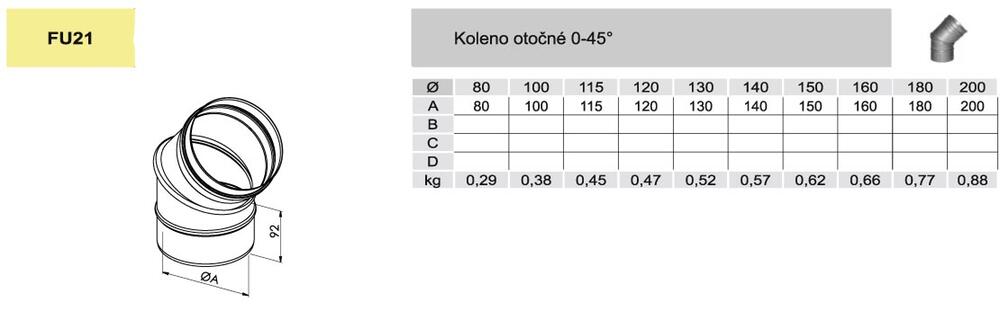Koleno pevné 45° - #10