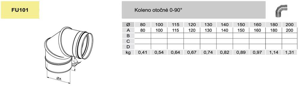 Koleno otočné 0-90° - #10