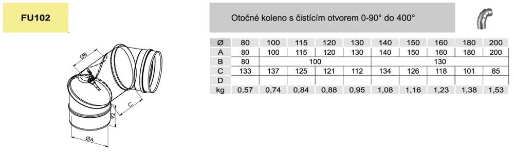 Koleno otočné 0-90° s kontrolním otvorem - #10